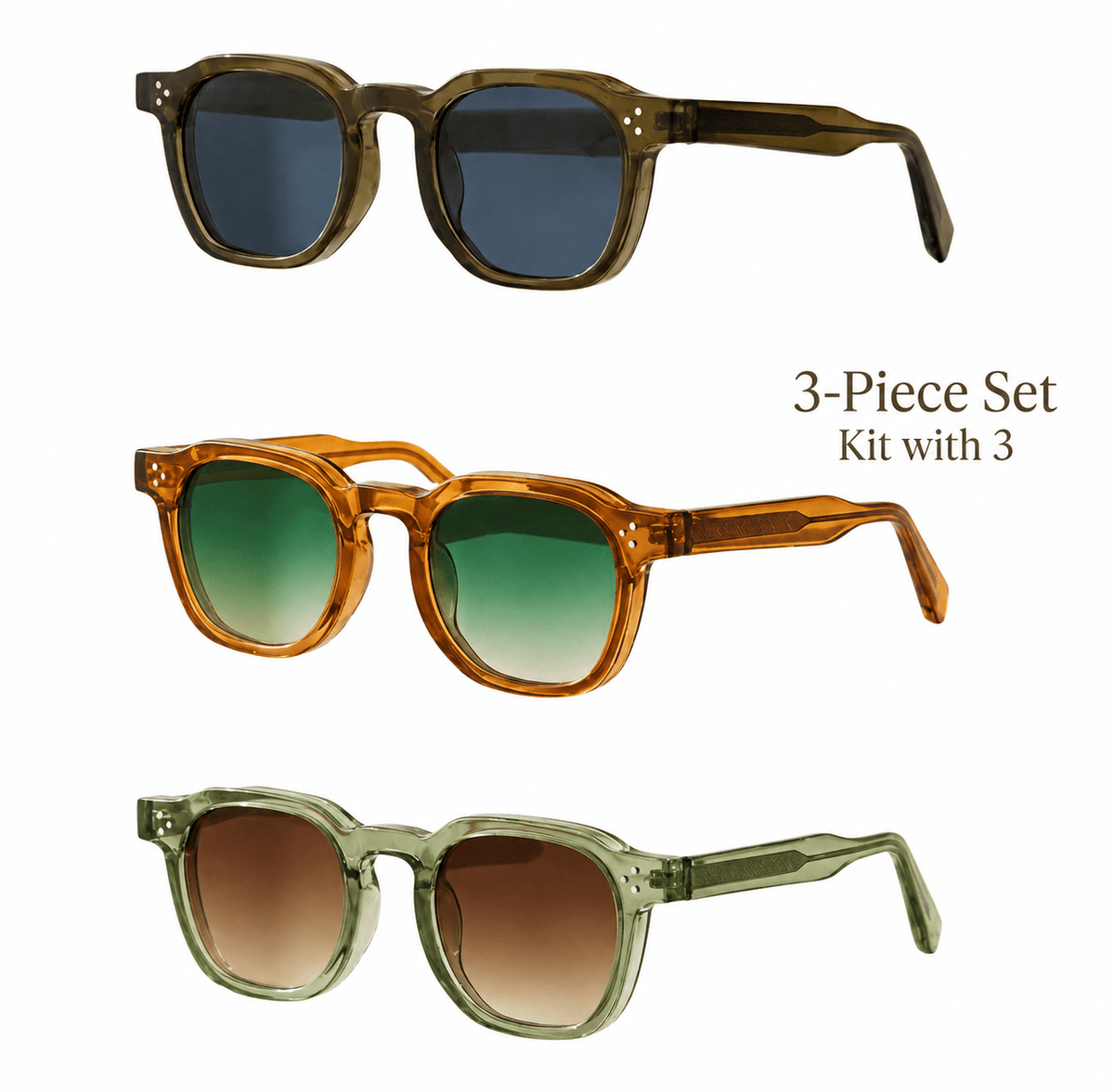 3-Piece Geometric Frame Unisex Sunglasses Set with UV400 Protection – Tripccie 3-Piece Geometric Frame Unisex Sunglasses Set with UV400 Protection – Tripccie Pack C