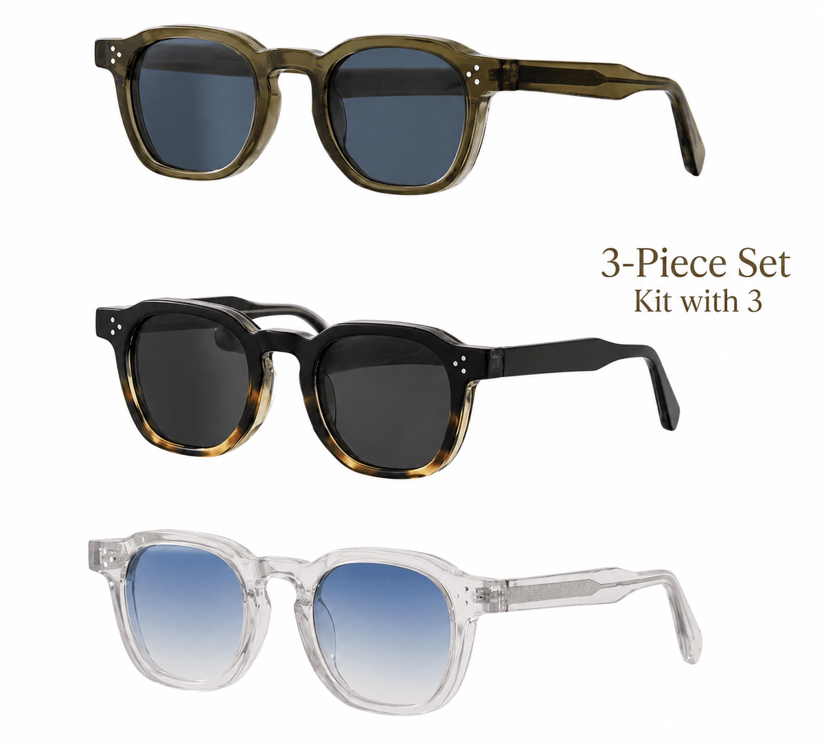 3-Piece Geometric Frame Unisex Sunglasses Set with UV400 Protection – Tripccie 3-Piece Geometric Frame Unisex Sunglasses Set with UV400 Protection – Tripccie Pack D