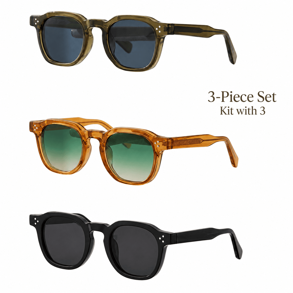3-Piece Geometric Frame Unisex Sunglasses Set with UV400 Protection – Tripccie 3-Piece Geometric Frame Unisex Sunglasses Set with UV400 Protection – Tripccie Pack F