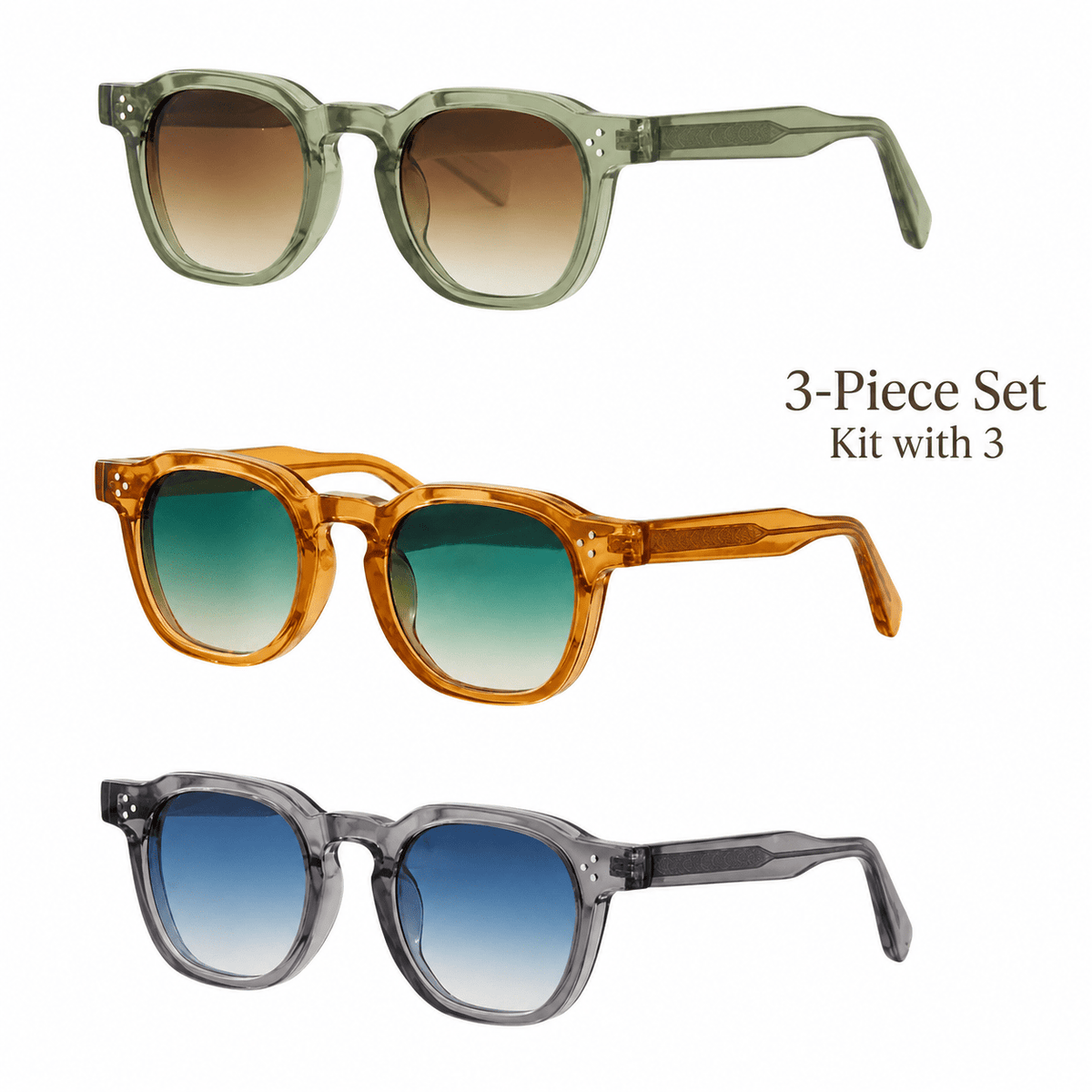 3-Piece Geometric Frame Unisex Sunglasses Set with UV400 Protection – Tripccie 3-Piece Geometric Frame Unisex Sunglasses Set with UV400 Protection – Tripccie Pack G
