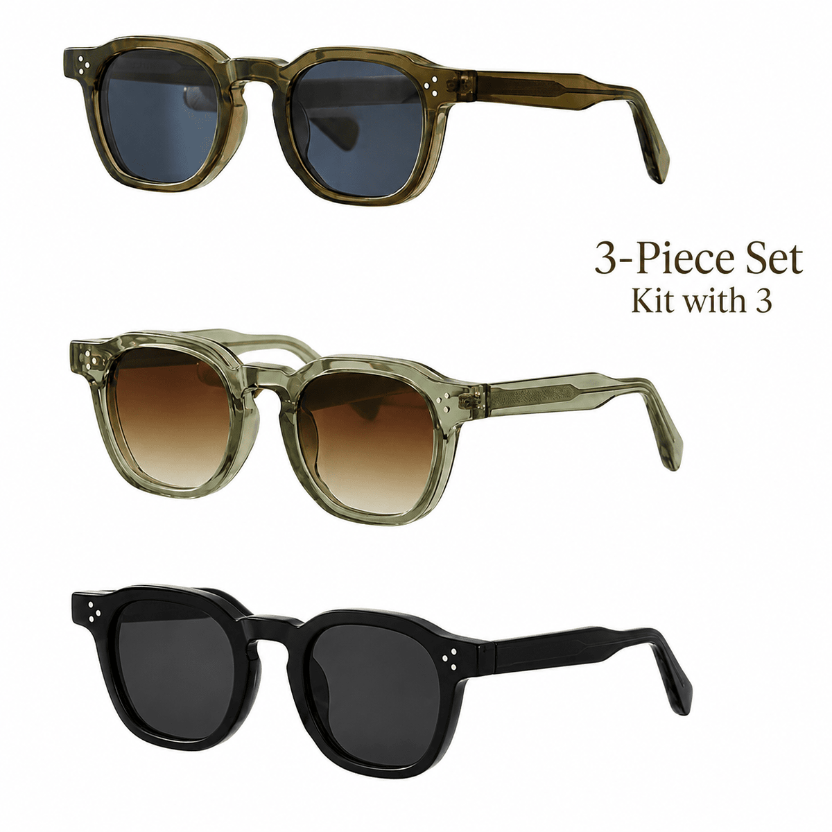 3-Piece Geometric Frame Unisex Sunglasses Set with UV400 Protection – Tripccie 3-Piece Geometric Frame Unisex Sunglasses Set with UV400 Protection – Tripccie Pack H