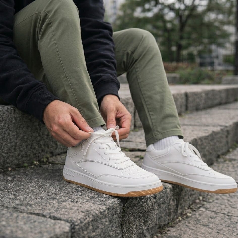3.9-Inch Height Increasing Leather Sneakers - Montieri 3.9-Inch Height Increasing Leather Sneakers - Montieri