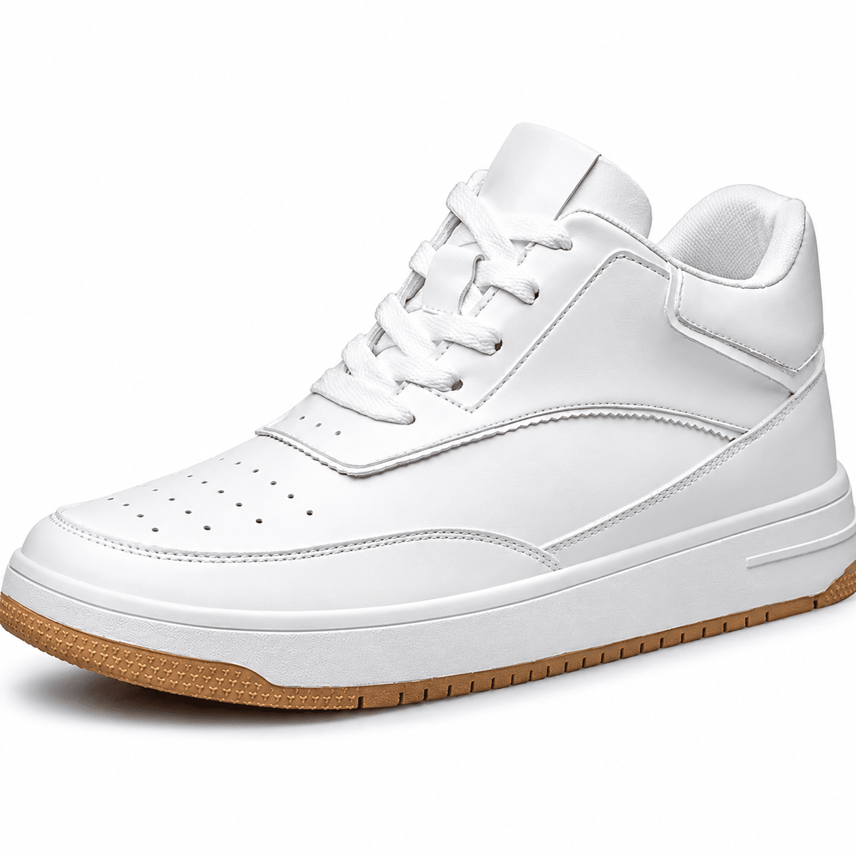 3.9-Inch Height Increasing Leather Sneakers - Montieri 3.9-Inch Height Increasing Leather Sneakers - Montieri White