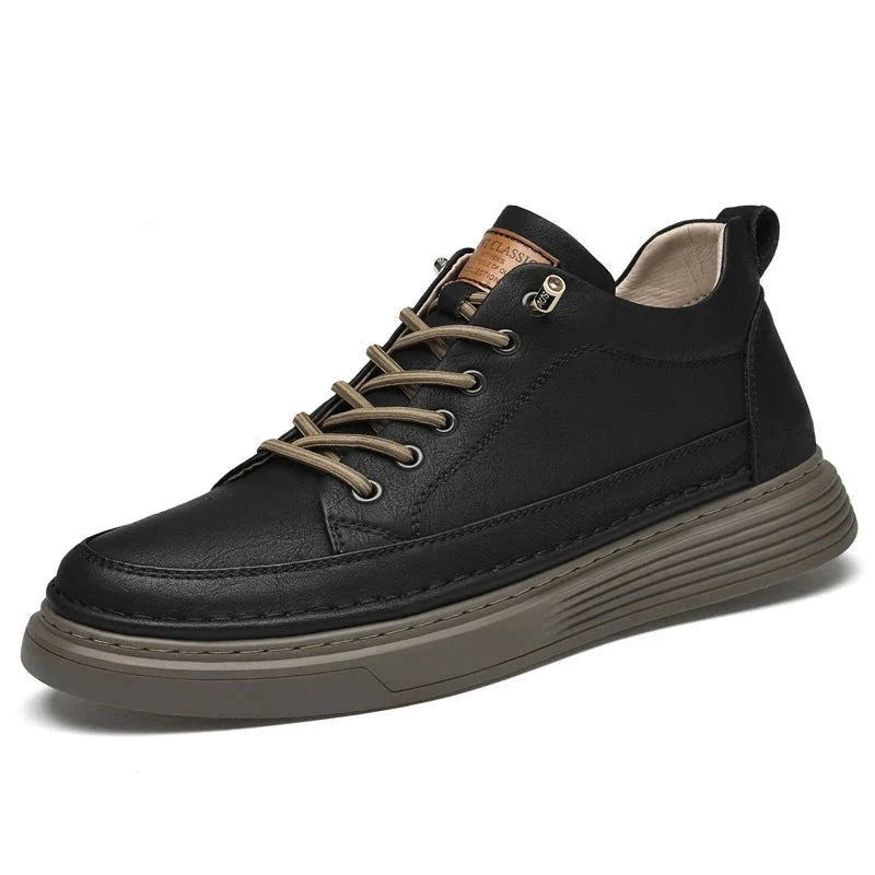 Breathable and Non-Slip Men's Leather Sneakers - Bastien Breathable and Non-Slip Men's Leather Sneakers - Bastien Black