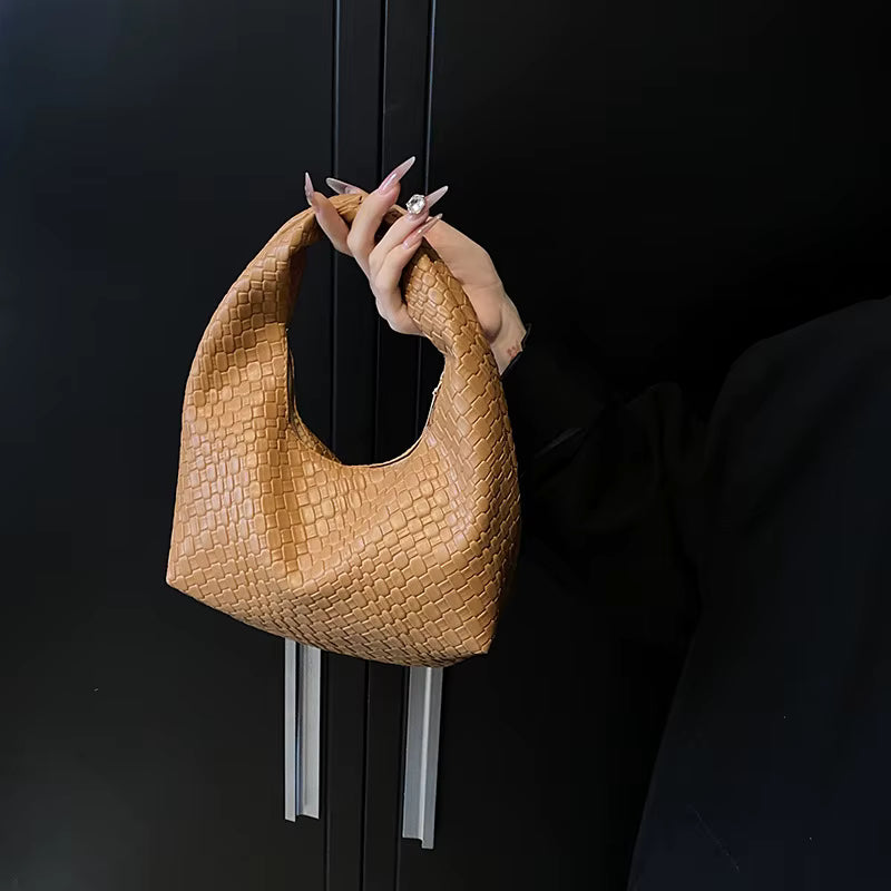 Camille – Leather Bag with Woven Texture Mavietto Store