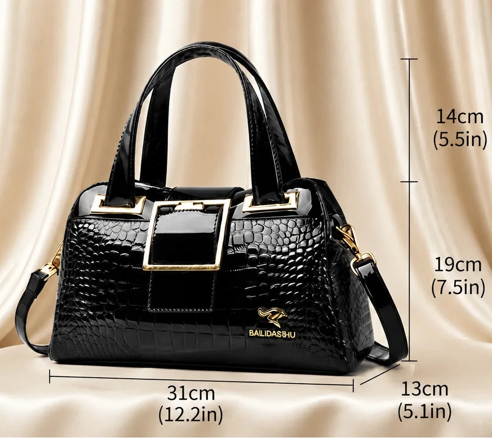 Carézia Women's Leather Handbag with Crocodile Texture — Elegant Design Carézia Women's Leather Handbag with Crocodile Texture — Elegant Design Mavietto
