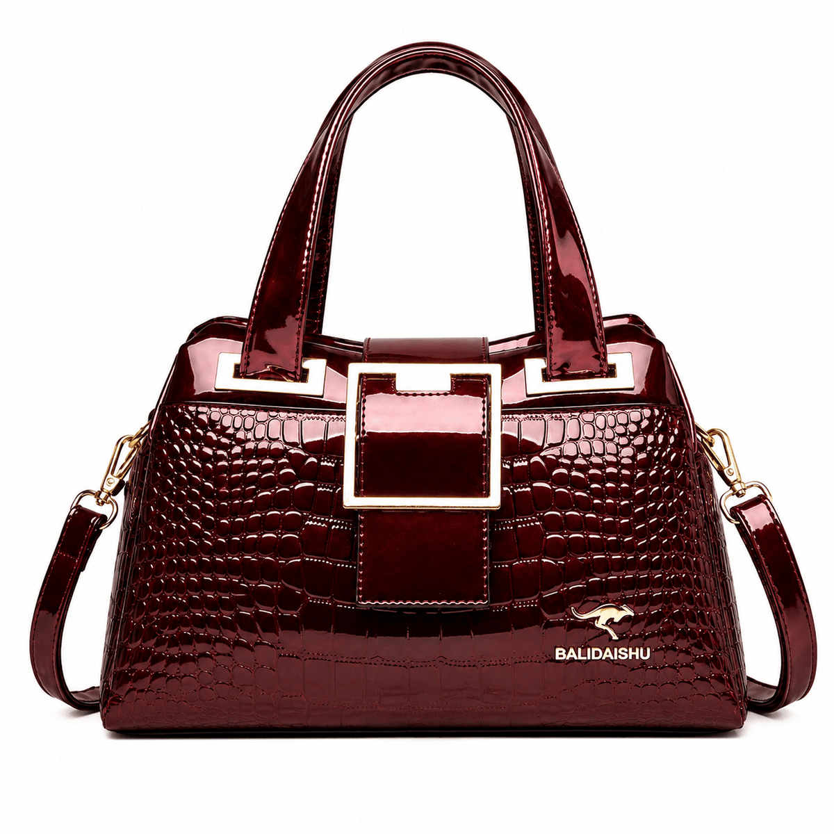 Carézia Women's Leather Handbag with Crocodile Texture — Elegant Design Carézia Women's Leather Handbag with Crocodile Texture — Elegant Design Wine Red