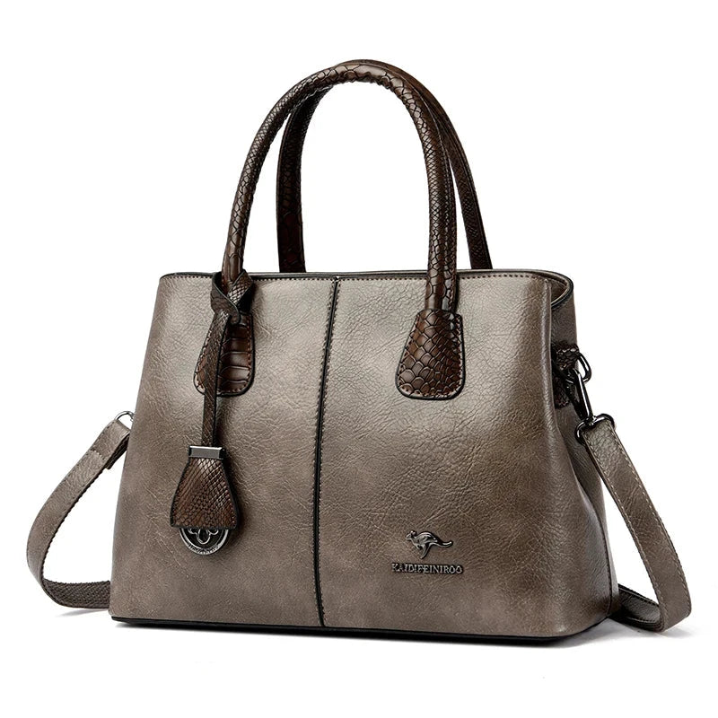 Classic and Elegant Women's Leather Bag - Eléonore Classic and Elegant Women's Leather Bag - Eléonore Gray