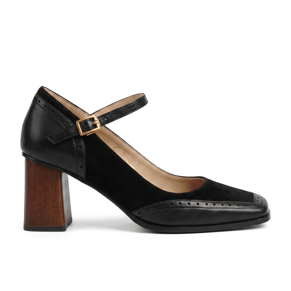 Classic and Elegant Women's Sandals, Square Toe, Block Heel and Vintage Design – Délinie Classic and Elegant Women's Sandals, Square Toe, Block Heel and Vintage Design – Délinie