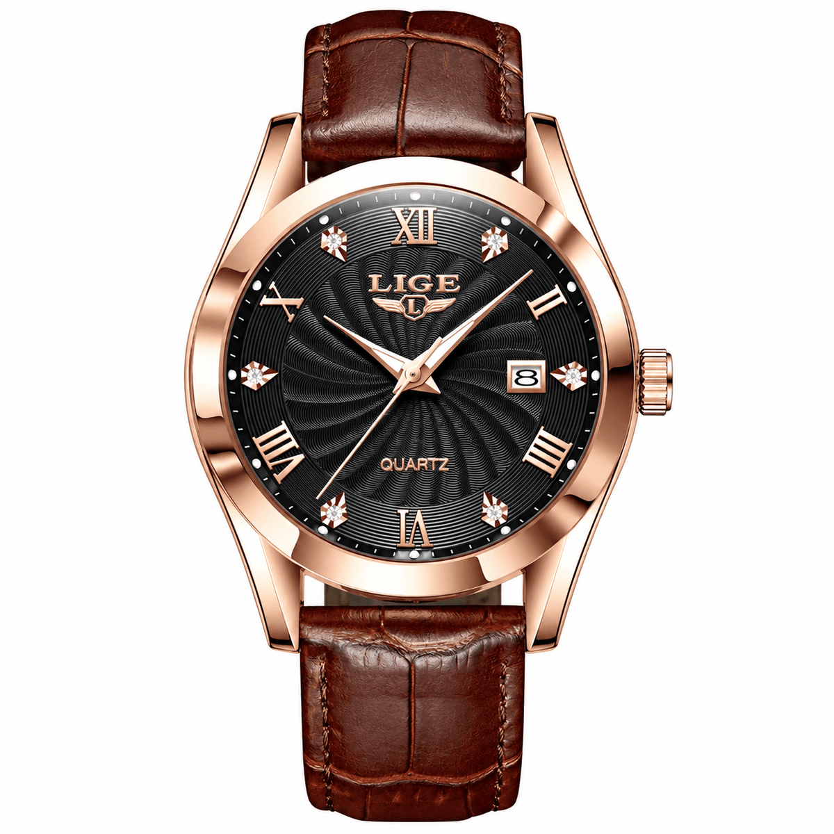 Classic Women's Watch with Leather Strap & Luxury Design — Belle Margot Classic Women's Watch with Leather Strap & Luxury Design — Belle Margot Rose black