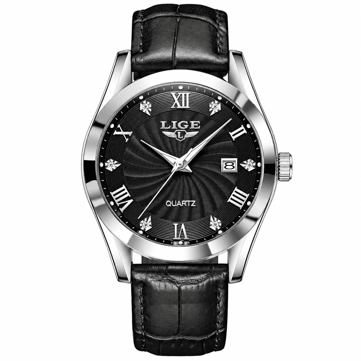 Classic Women's Watch with Leather Strap & Luxury Design — Belle Margot Classic Women's Watch with Leather Strap & Luxury Design — Belle Margot Silver black