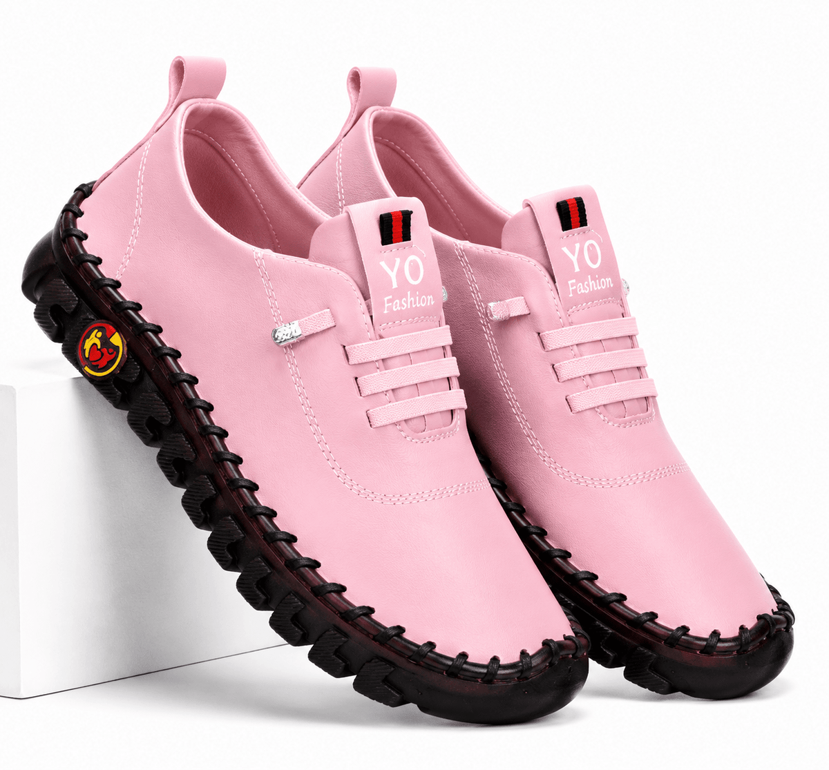 Comfortable & Flexible Women's Leather Sneakers with Cushioned Sole – Cloud Step Comfortable & Flexible Women's Leather Sneakers with Cushioned Sole – Cloud Step Pink