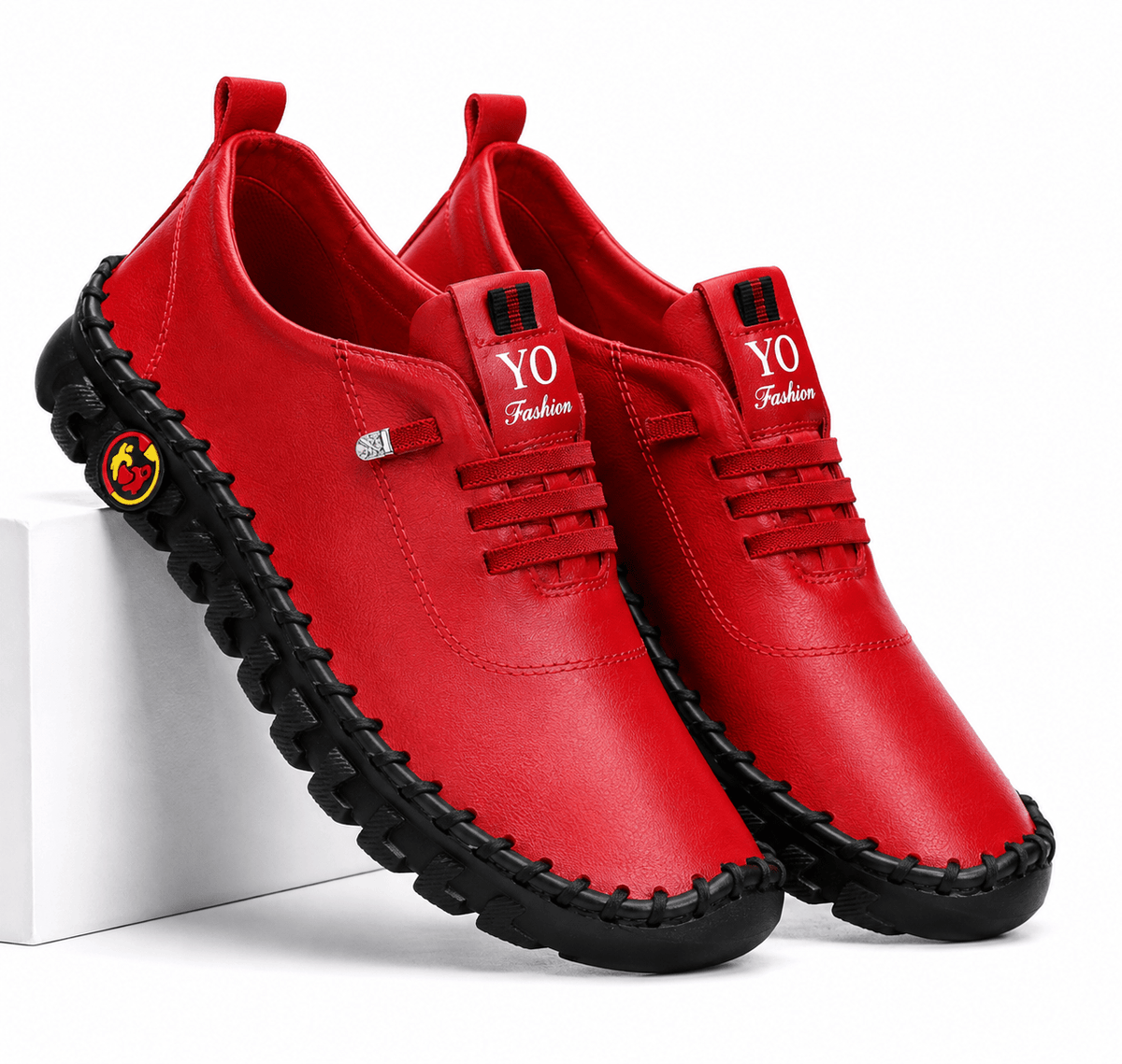Comfortable & Flexible Women's Leather Sneakers with Cushioned Sole – Cloud Step Comfortable & Flexible Women's Leather Sneakers with Cushioned Sole – Cloud Step Red