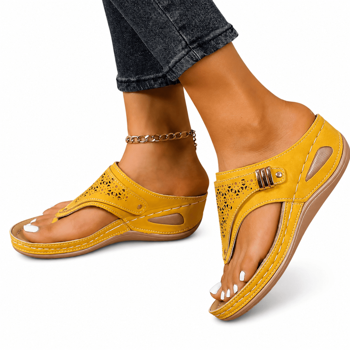 Comfortable Leather Platform Wedge Sandals - Sierenza Comfortable Leather Platform Wedge Sandals - Sierenza