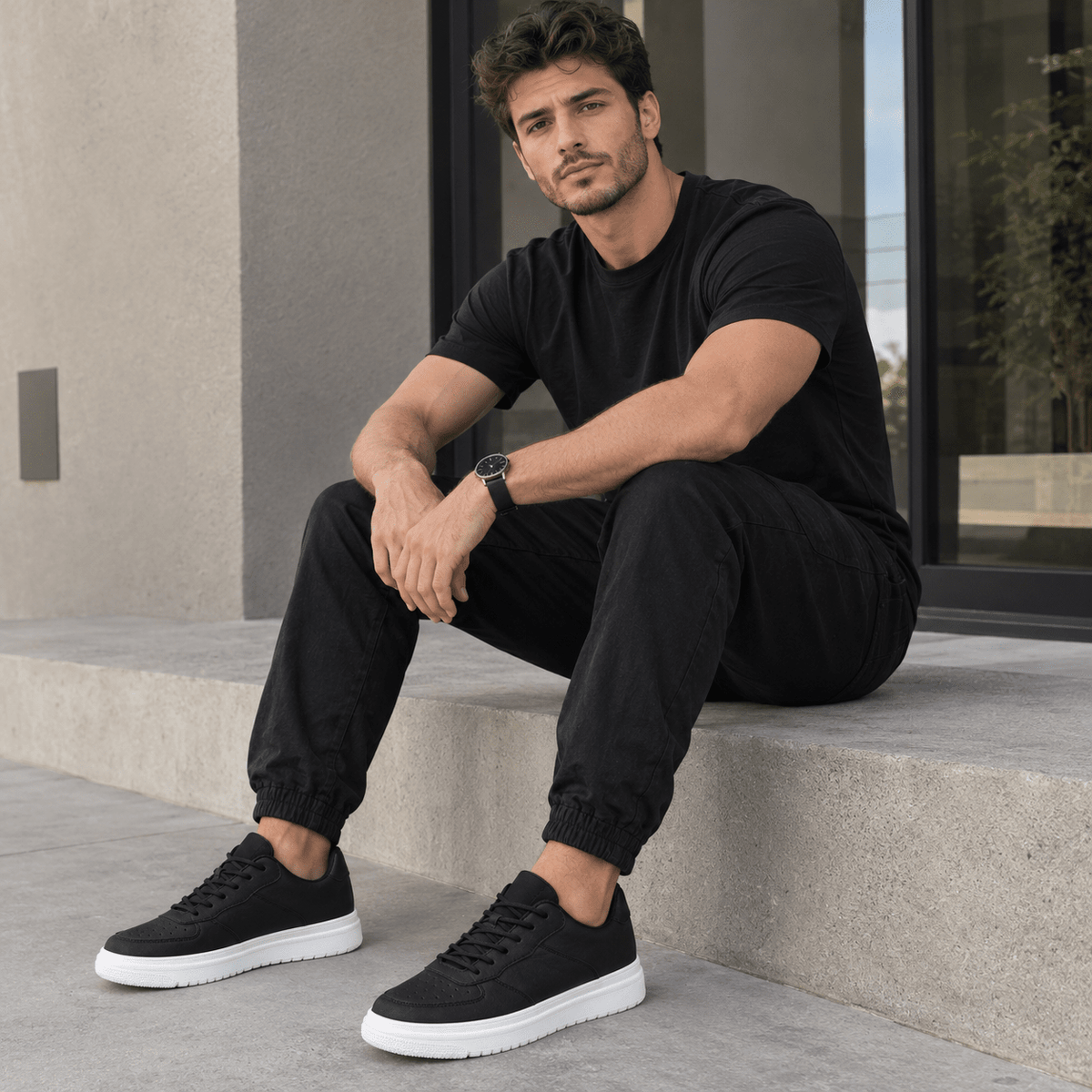 Comfortable Men’s Leather Sneakers with a Hidden 3.94-Inch (10 cm) Height Increase – MONTEVAN