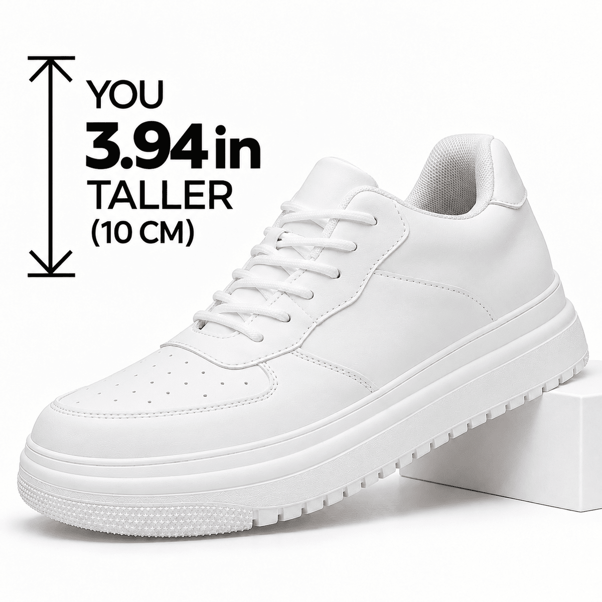 Comfortable Men’s Leather Sneakers with a Hidden 3.94-Inch (10 cm) Height Increase – MONTEVAN