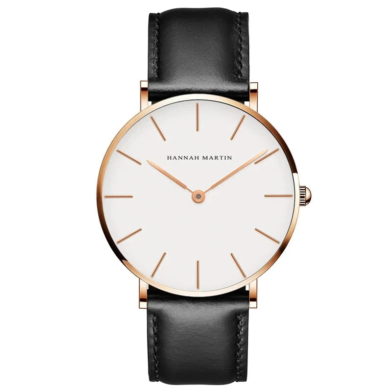 Dropshipping High Quality Rose Gold Dial Watch Men Leather Waterproof Wristwatch Women Dress Fashion Japan Quartz Movement Saat Mavietto Store CB01-FH