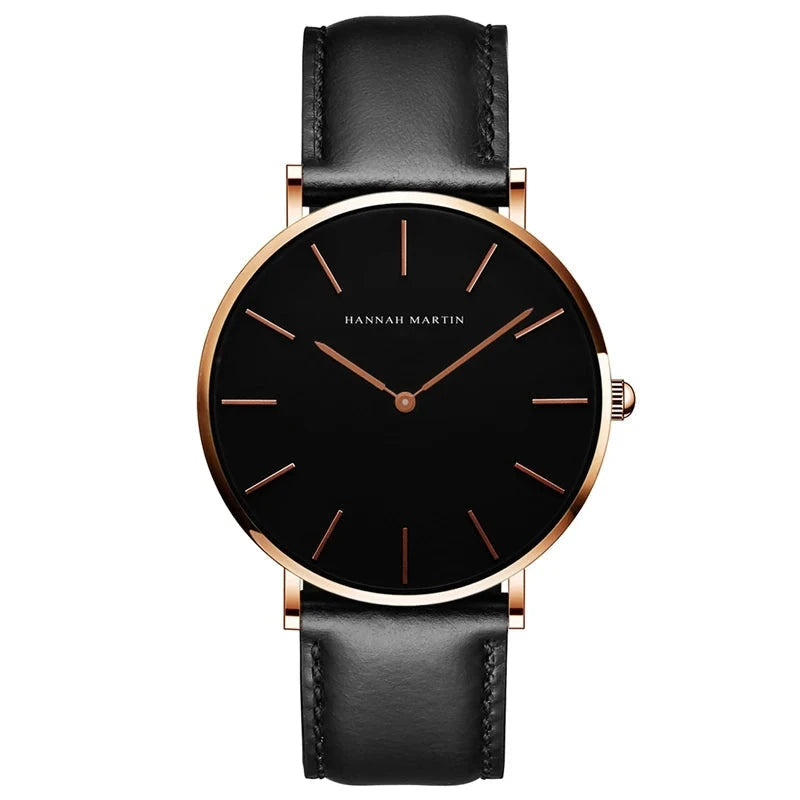 Dropshipping High Quality Rose Gold Dial Watch Men Leather Waterproof Wristwatch Women Dress Fashion Japan Quartz Movement Saat Mavietto Store CH02-FH
