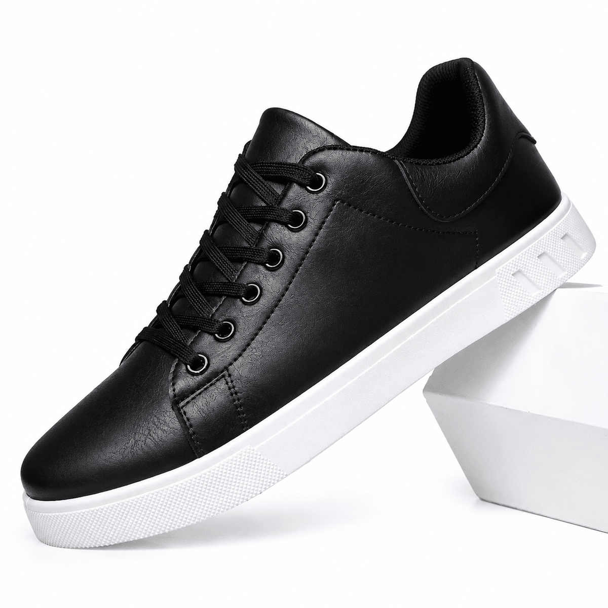Elegant and Versatile Men’s Leather Casual Sneakers – Antoine Elegant and Versatile Men’s Leather Casual Sneakers – Antoine Black
