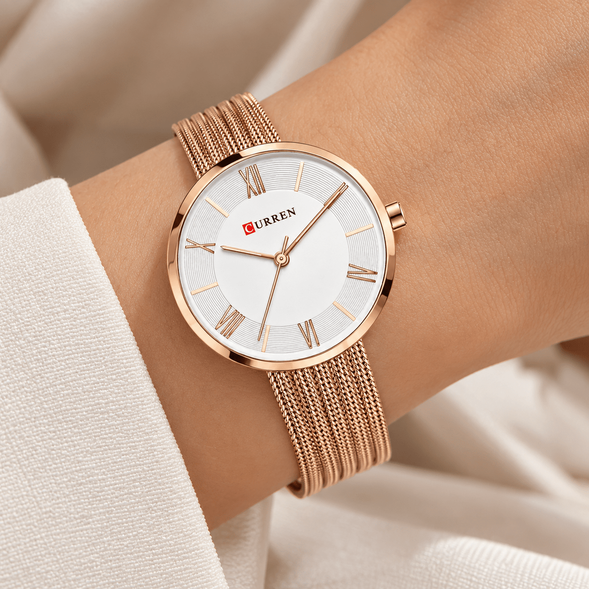 Elegant Classic Women's Watch with Stainless Steel Mesh Band – Léa Elouise Elegant Classic Women's Watch with Stainless Steel Mesh Band – Léa Elouise