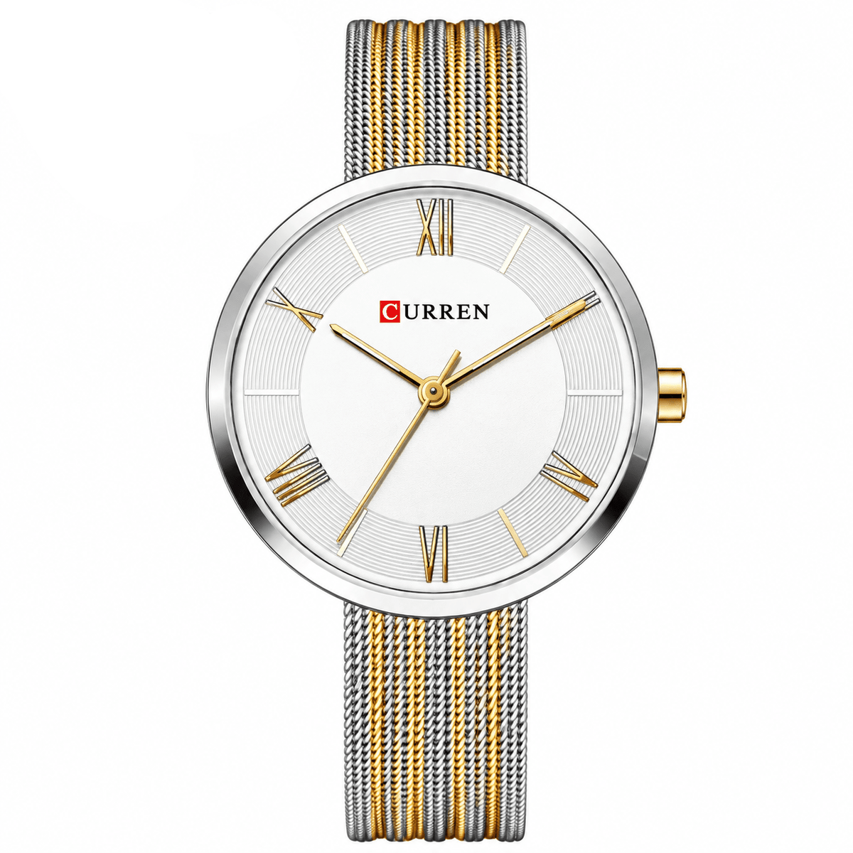 Elegant Classic Women's Watch with Stainless Steel Mesh Band – Léa Elouise Elegant Classic Women's Watch with Stainless Steel Mesh Band – Léa Elouise Gold White