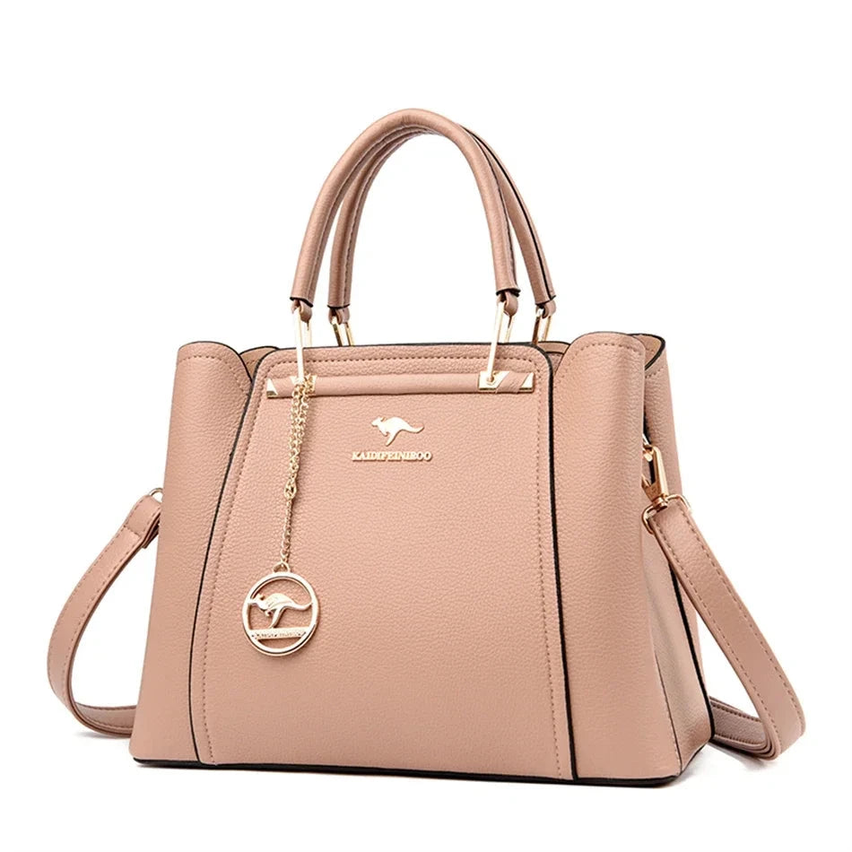 Elegant High-Capacity Leather Women's Satchel Bag - Monaco Elegant High-Capacity Leather Women's Satchel Bag - Monaco Light Salmon