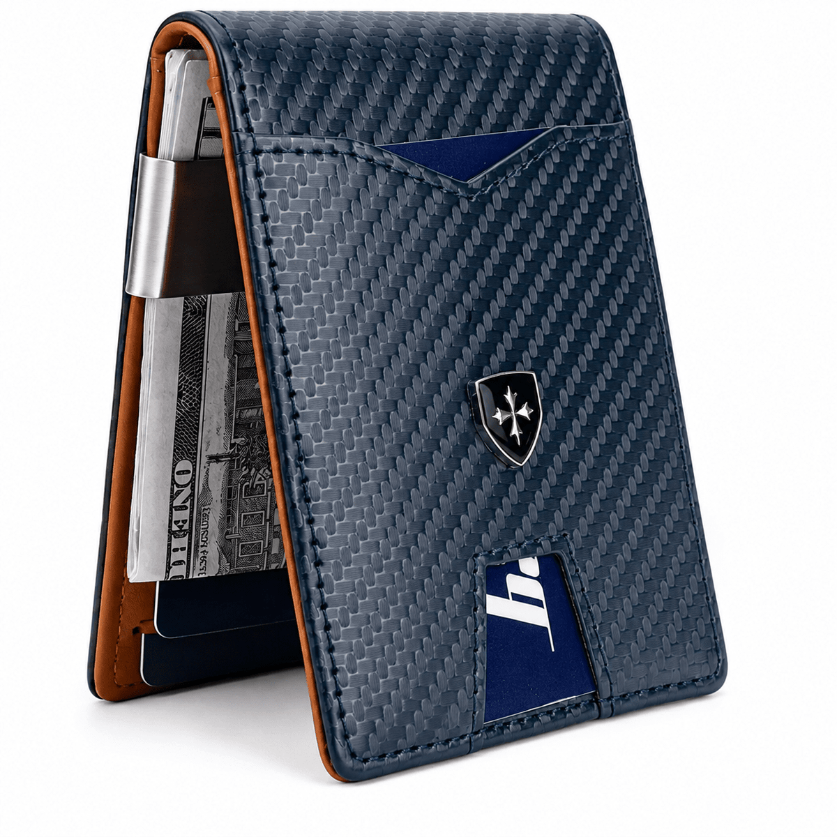 Elegant Leather Card Holder with Carbon Fiber Structure and RFID Anti-Theft Protection – Stennio Elegant Leather Card Holder with Carbon Fiber Structure and RFID Anti-Theft Protection – Stennio Blue