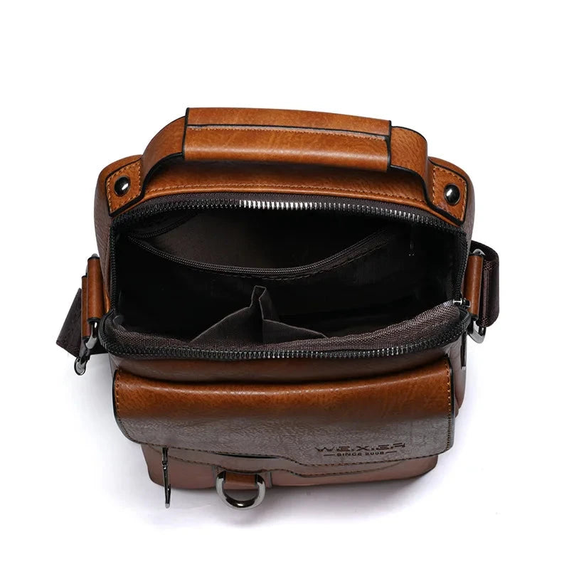 Elegant Men's Leather Executive Bag, Elegant with Multiple Compartments - Vincent Elegant Men's Leather Executive Bag, Elegant with Multiple Compartments - Vincent