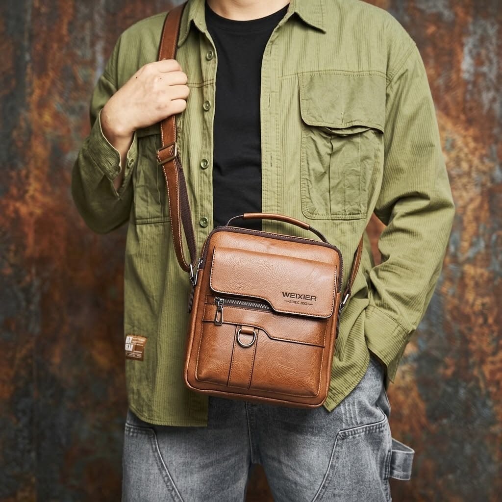 Elegant Men's Leather Executive Bag, Elegant with Multiple Compartments - Vincent Elegant Men's Leather Executive Bag, Elegant with Multiple Compartments - Vincent