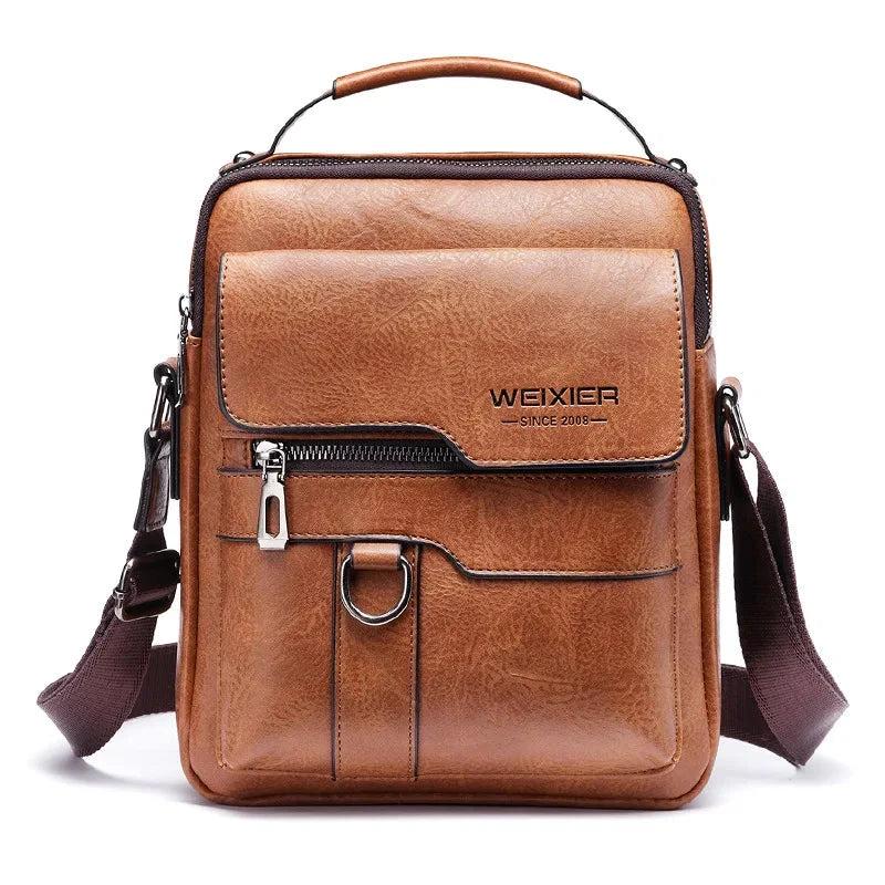 Elegant Men's Leather Executive Bag, Elegant with Multiple Compartments - Vincent Elegant Men's Leather Executive Bag, Elegant with Multiple Compartments - Vincent Brown