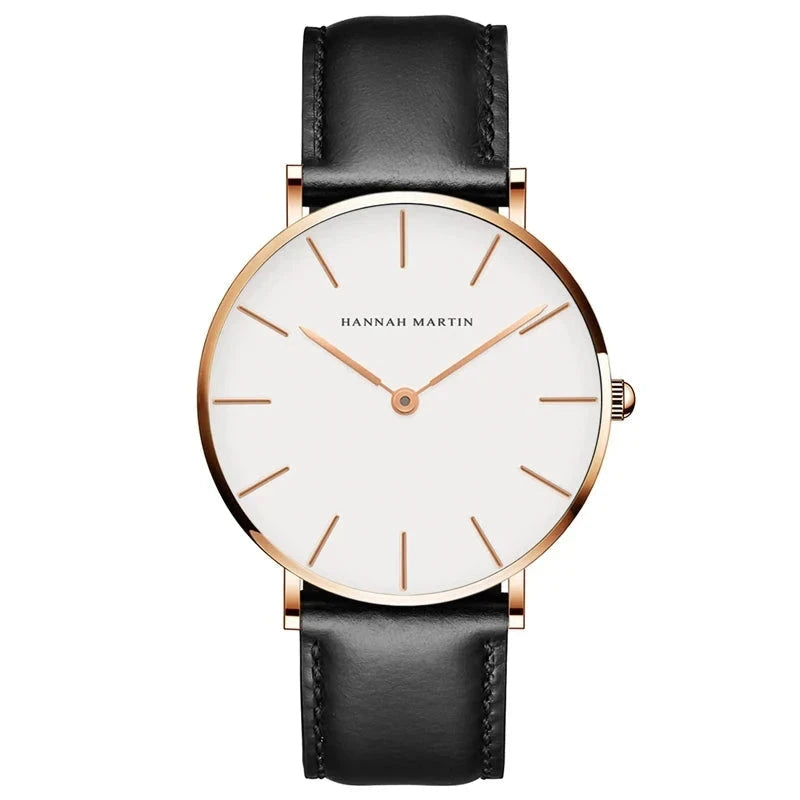 Elegant Men's Leather High-Precision Watch - Amsterdam Elegant Men's Leather High-Precision Watch - Amsterdam Black White