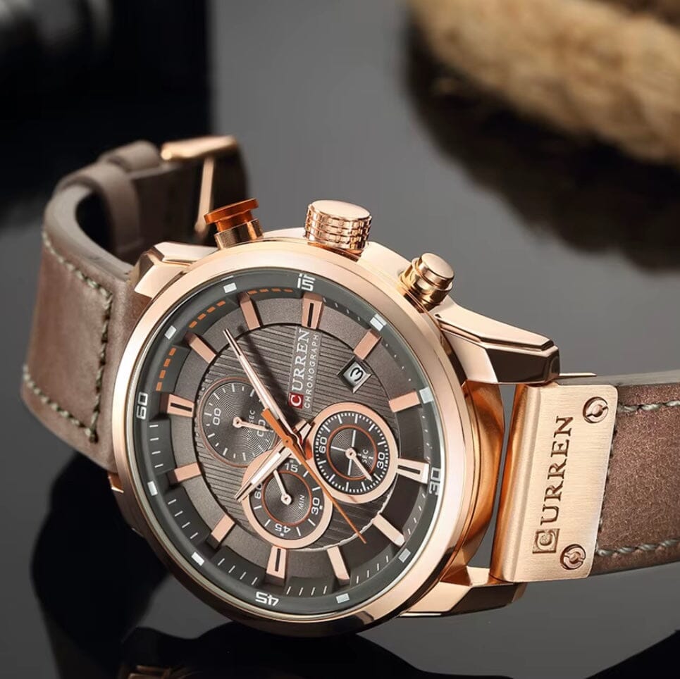 Elegant Men's Leather Watch with Multiple Functions - Vallemont Elegant Men's Leather Watch with Multiple Functions - Vallemont