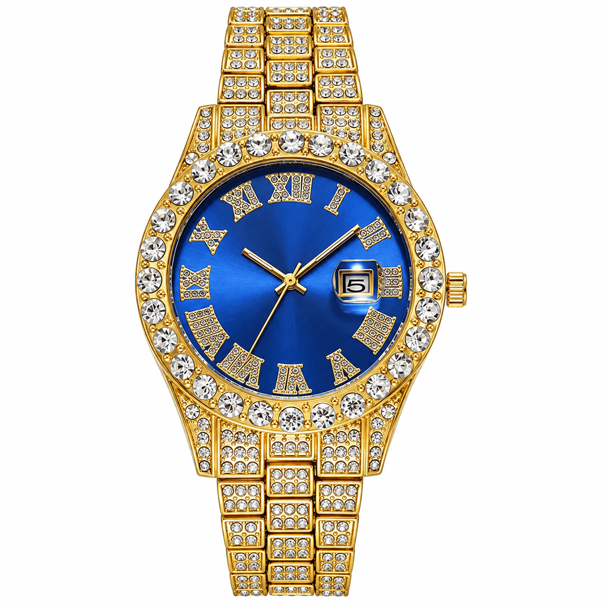 Elegant Unisex Watch with Luxurious Design & Studded Bracelet | Maison Lumière Elegant Unisex Watch with Luxurious Design & Studded Bracelet | Maison Lumière Gold Blue