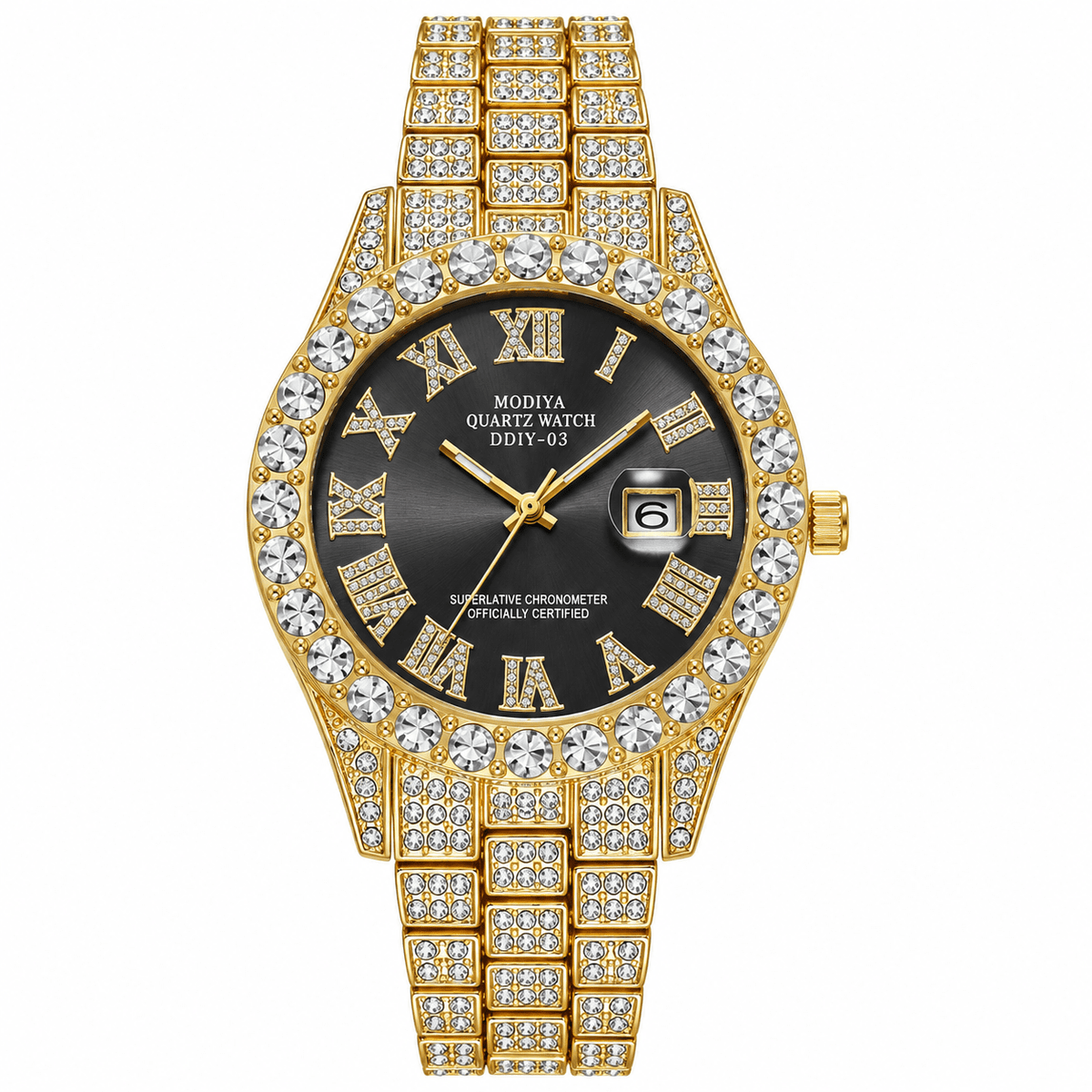 Elegant Unisex Watch with Luxurious Design & Studded Bracelet | Maison Lumière Elegant Unisex Watch with Luxurious Design & Studded Bracelet | Maison Lumière Golden Black