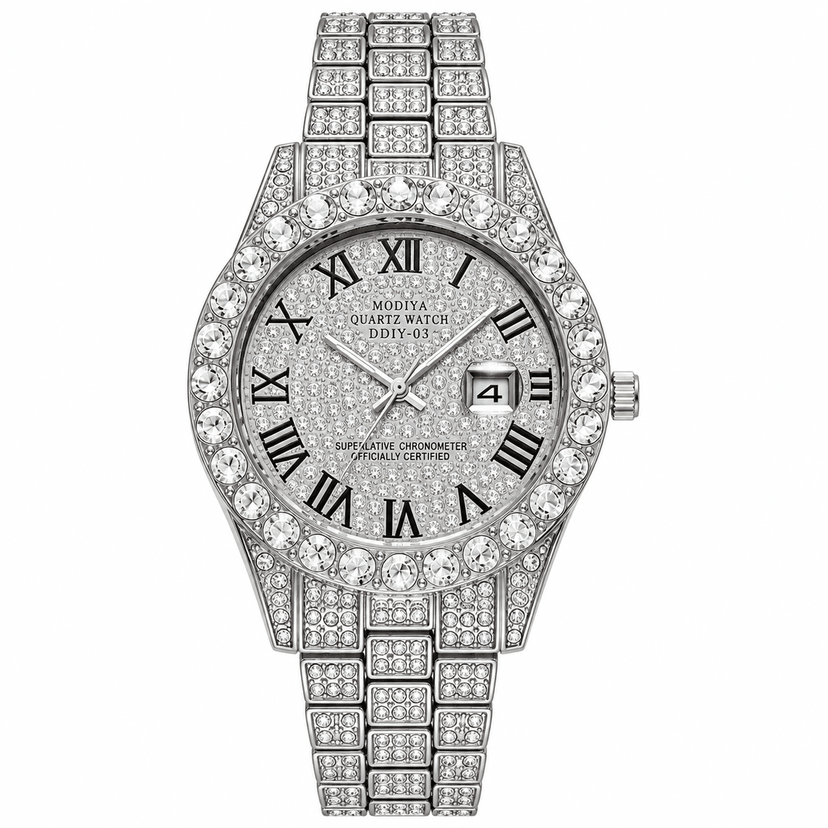 Elegant Unisex Watch with Luxurious Design & Studded Bracelet | Maison Lumière Elegant Unisex Watch with Luxurious Design & Studded Bracelet | Maison Lumière Silver