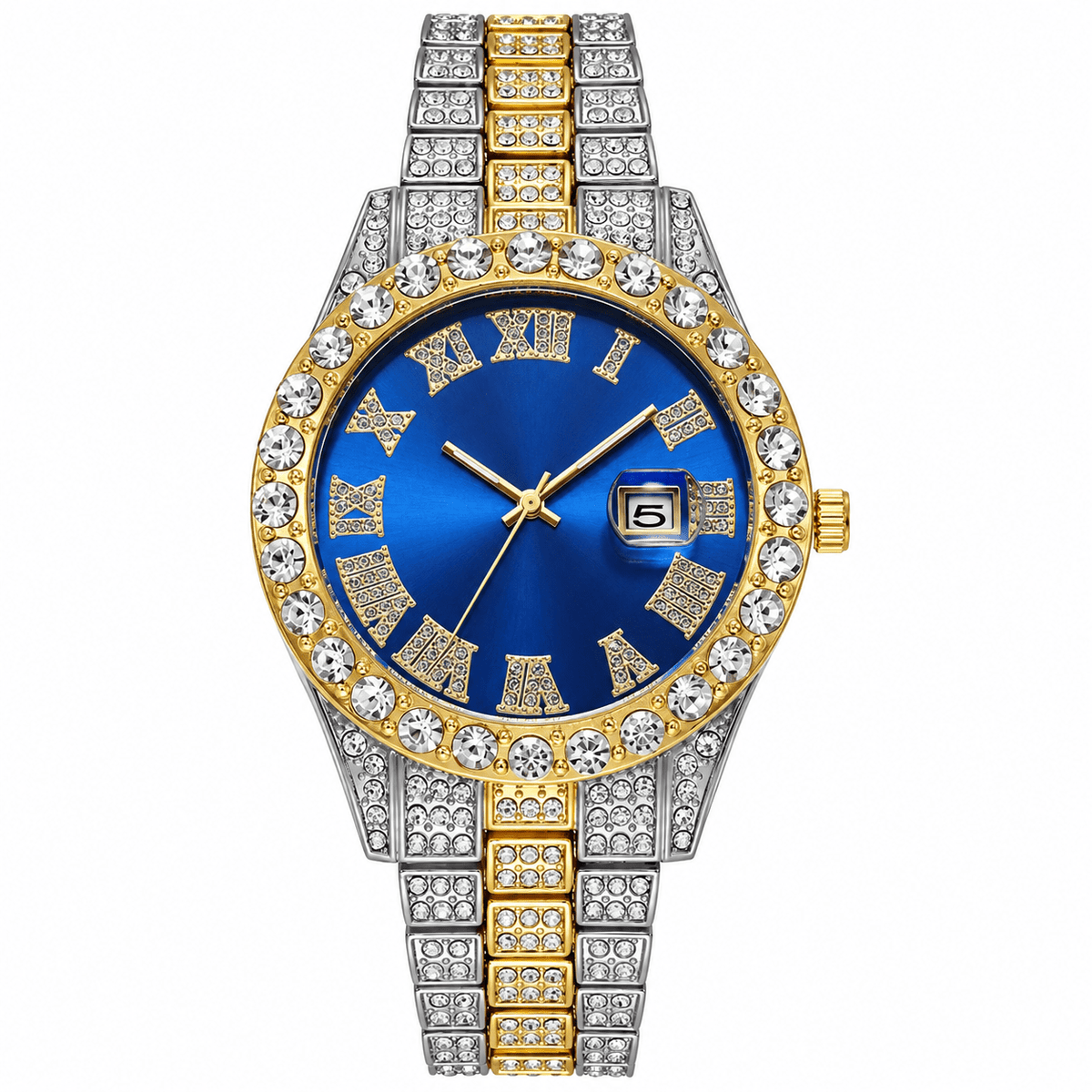 Elegant Unisex Watch with Luxurious Design & Studded Bracelet | Maison Lumière Elegant Unisex Watch with Luxurious Design & Studded Bracelet | Maison Lumière Silver Blue