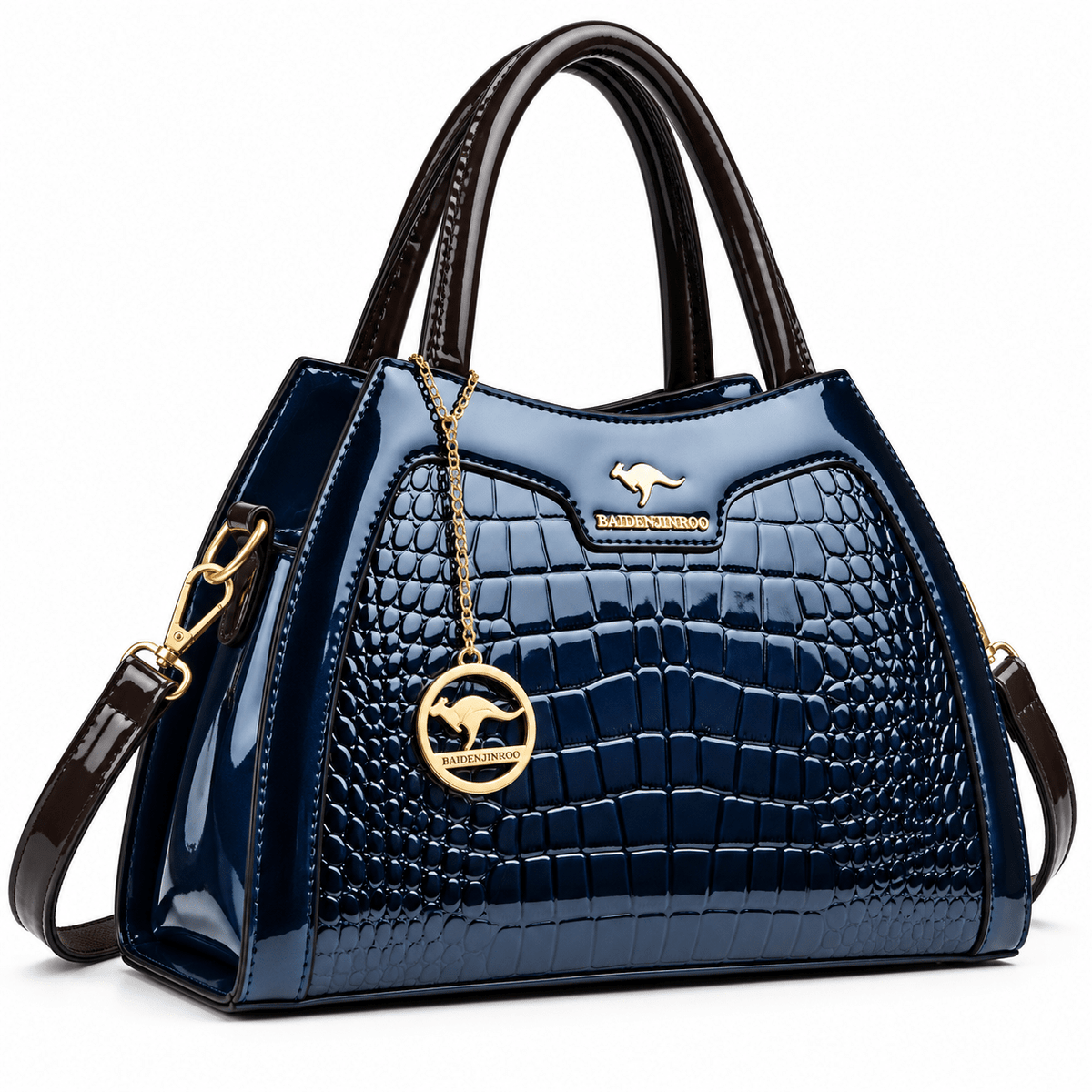 Elegant Women's Croc-Embossed Leather Bag with Minimalist Style – Valentine Elegant Women's Croc-Embossed Leather Bag with Minimalist Style – Valentine Blue