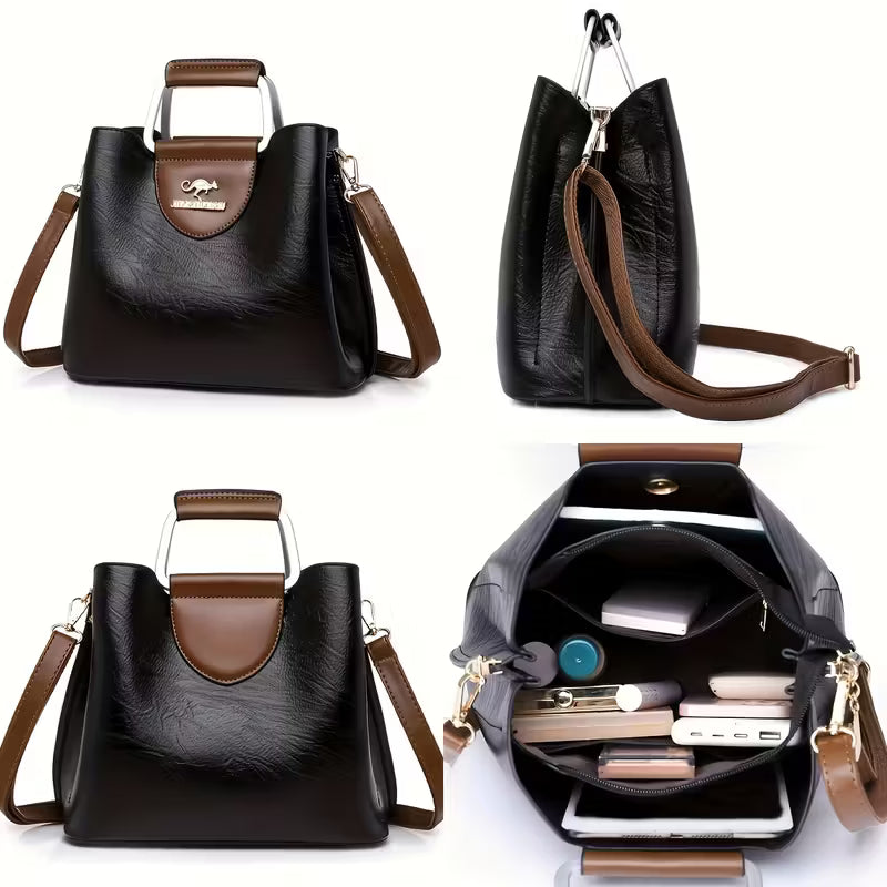 Elegant Women's Leather Bag with Multiple Compartments - Madeleine Elegant Women's Leather Bag with Multiple Compartments - Madeleine