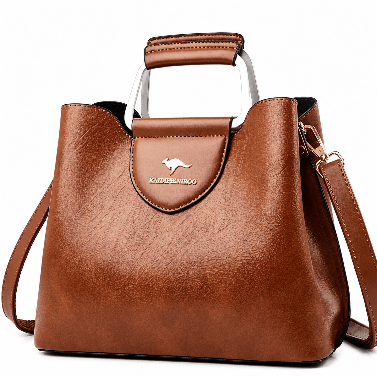Elegant Women's Leather Bag with Multiple Compartments - Madeleine Elegant Women's Leather Bag with Multiple Compartments - Madeleine Brown
