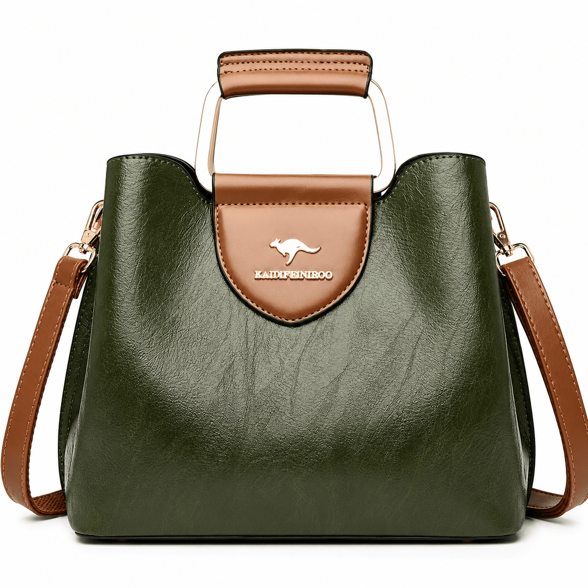 Elegant Women's Leather Bag with Multiple Compartments - Madeleine Elegant Women's Leather Bag with Multiple Compartments - Madeleine Green