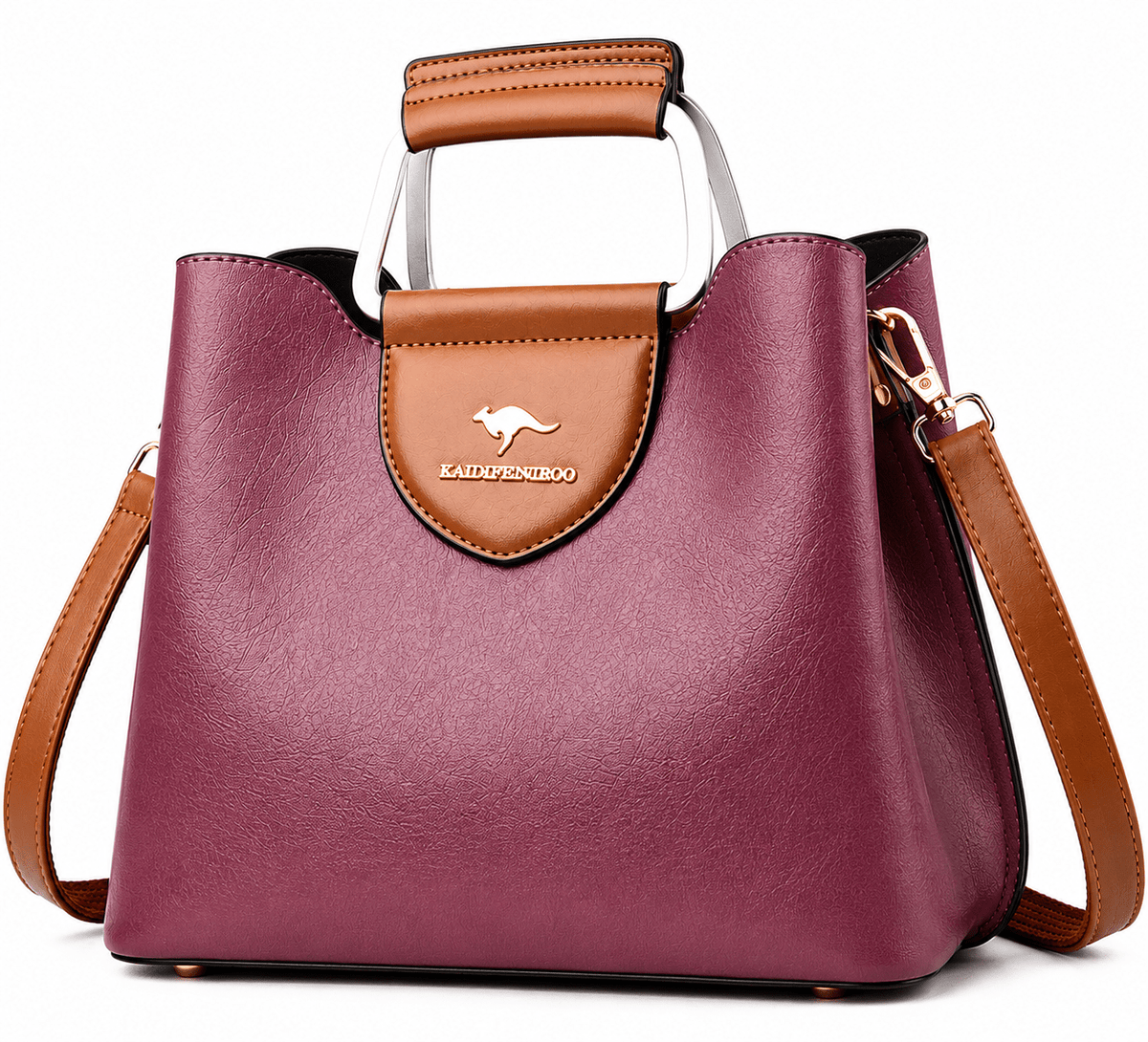 Elegant Women's Leather Bag with Multiple Compartments - Madeleine Elegant Women's Leather Bag with Multiple Compartments - Madeleine Purple