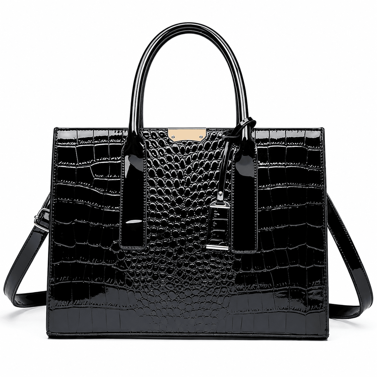 Elegant Women's Leather Handbag — Large Capacity & Crocodile Texture | Bellarine Elegant Women's Leather Handbag — Large Capacity & Crocodile Texture | Bellarine Black