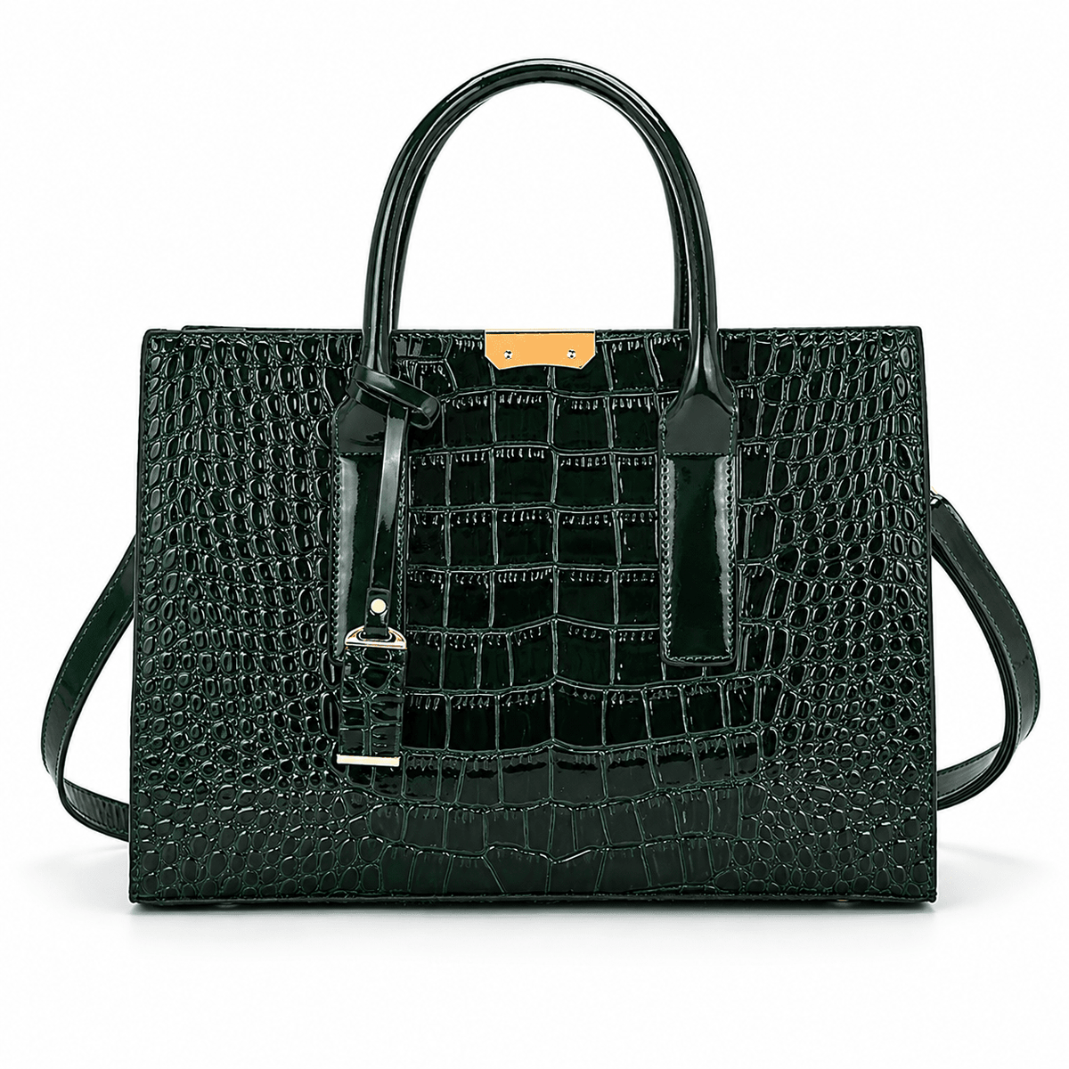Elegant Women's Leather Handbag — Large Capacity & Crocodile Texture | Bellarine Elegant Women's Leather Handbag — Large Capacity & Crocodile Texture | Bellarine Green