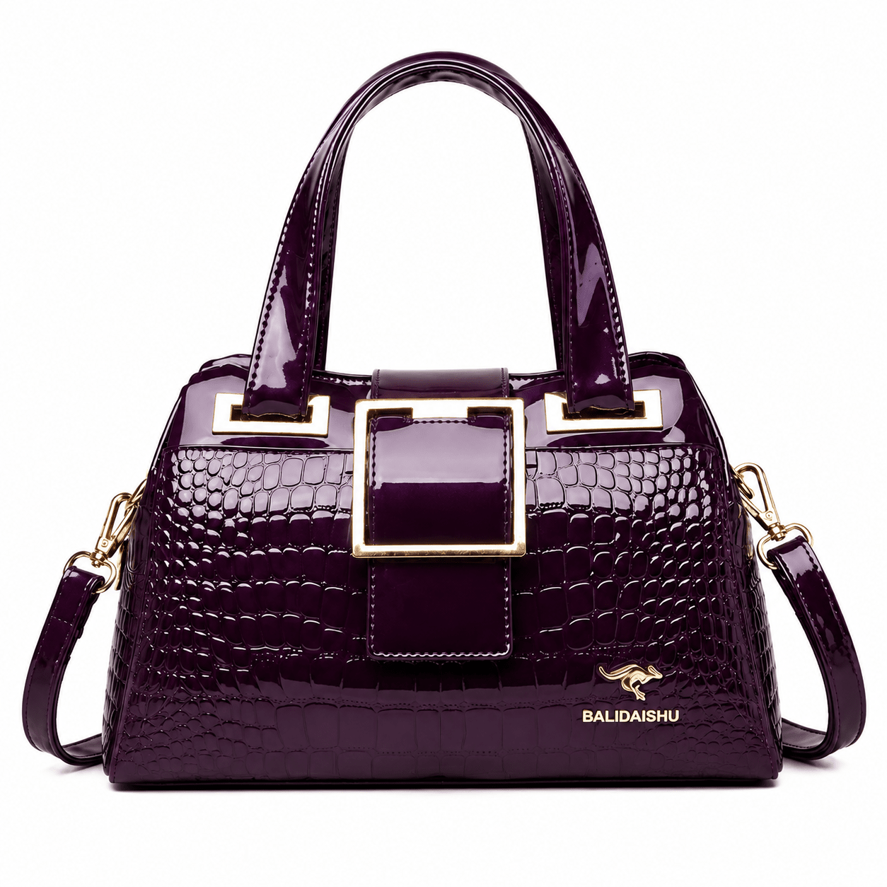 Elegant Women's Leather Handbag with Crocodile Texture – Carézia Elegant Women's Leather Handbag with Crocodile Texture – Carézia Mavietto Purple Red 31cm x 13cm x 19cm