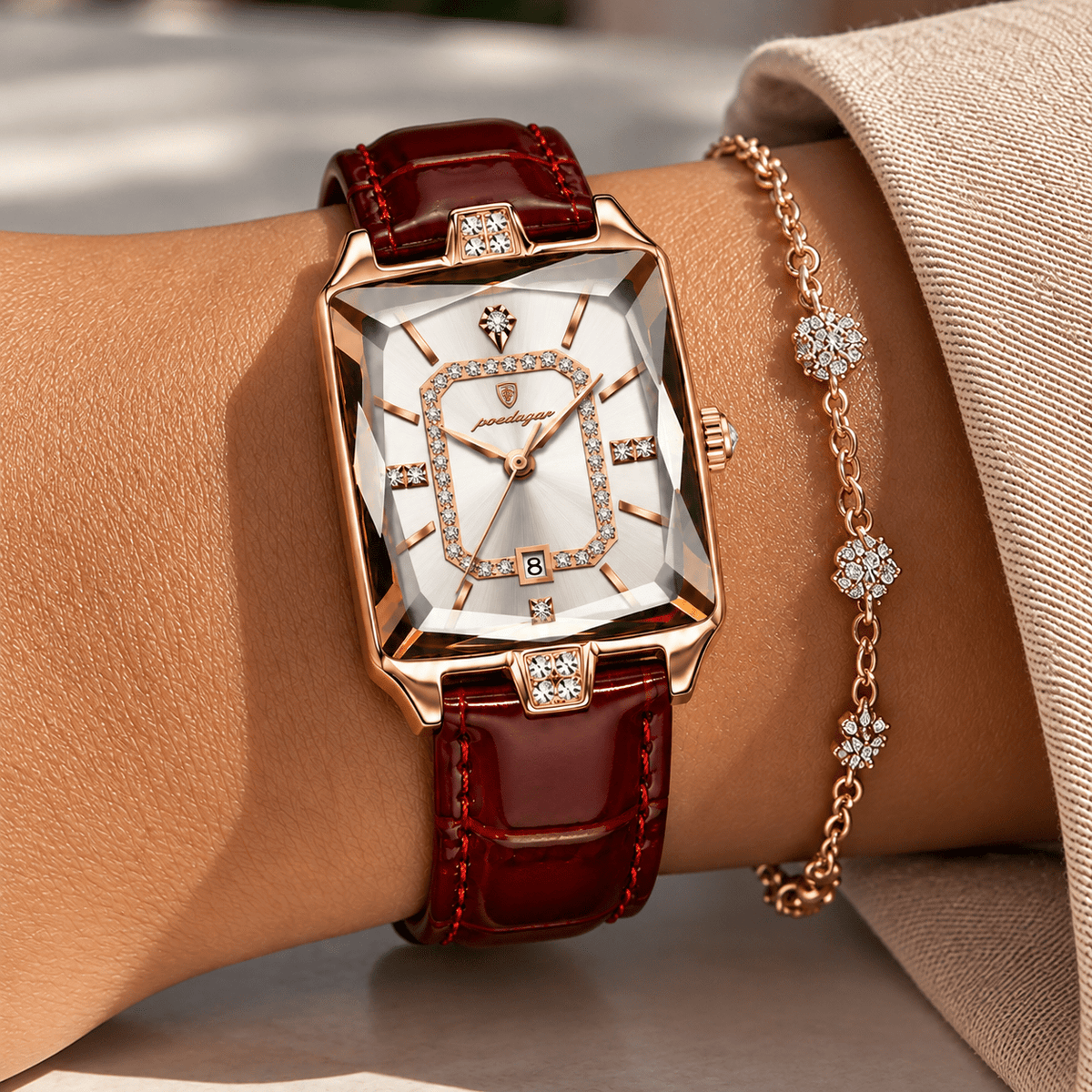 Elegant Women’s Rectangular Leather Watch with Luxurious Design – Catherine Lux Elegant Women’s Rectangular Leather Watch with Luxurious Design – Catherine Lux