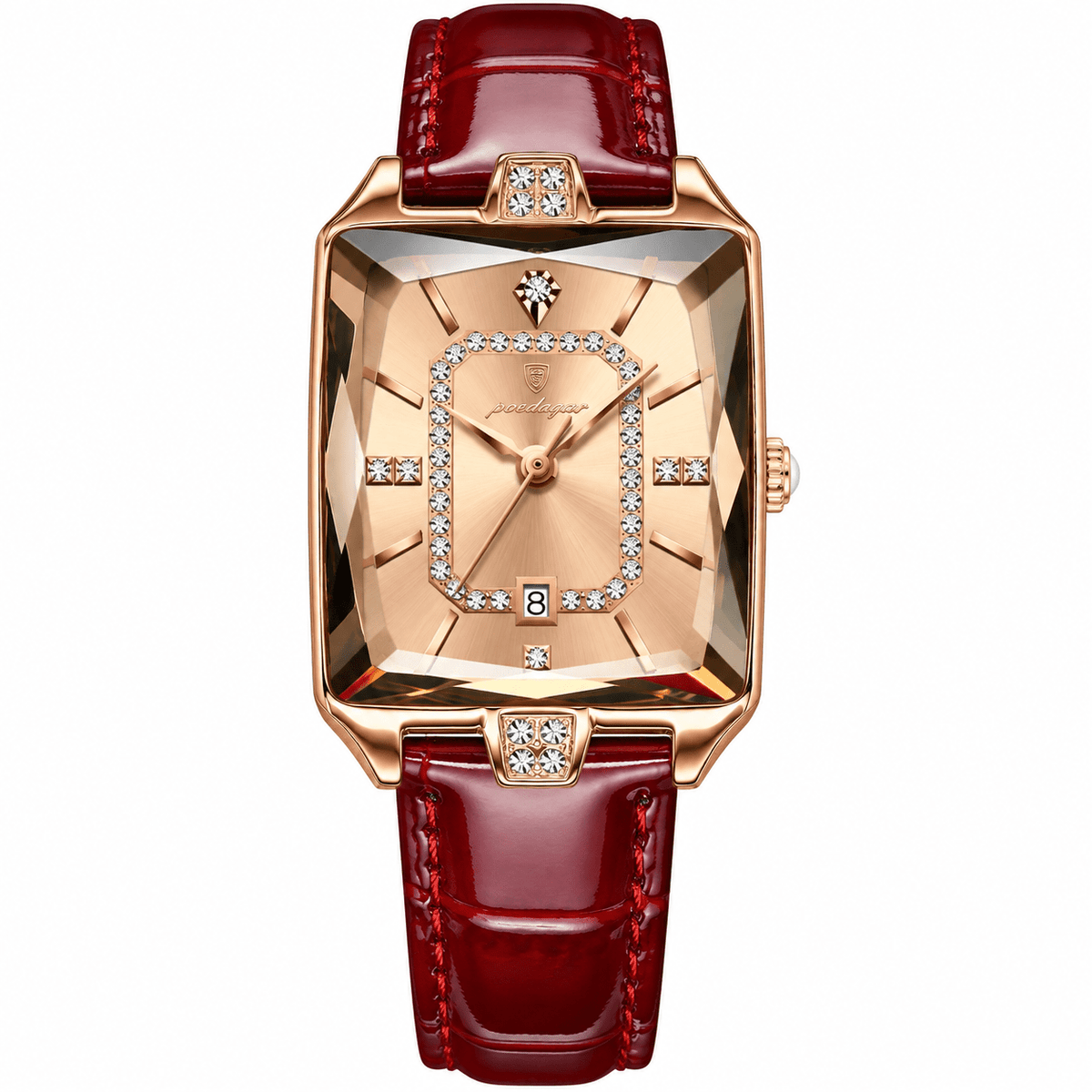 Elegant Women’s Rectangular Leather Watch with Luxurious Design – Catherine Lux Elegant Women’s Rectangular Leather Watch with Luxurious Design – Catherine Lux Wine red