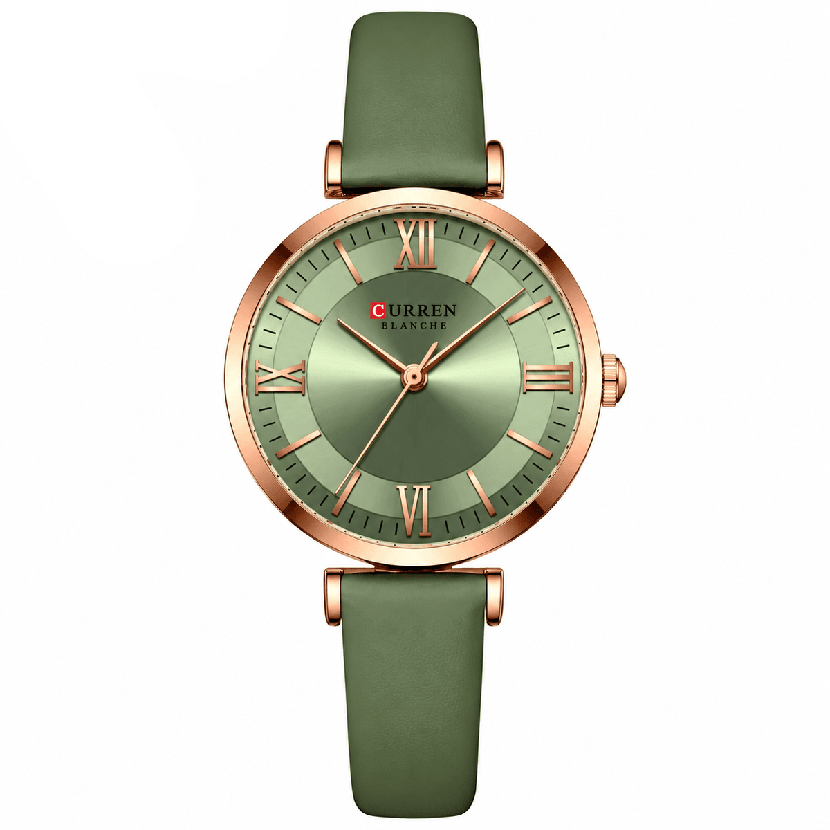 Elegant Women's Watch – Classic Design with Leather Strap – Elara Lumière Elegant Women's Watch – Classic Design with Leather Strap – Elara Lumière Light Green
