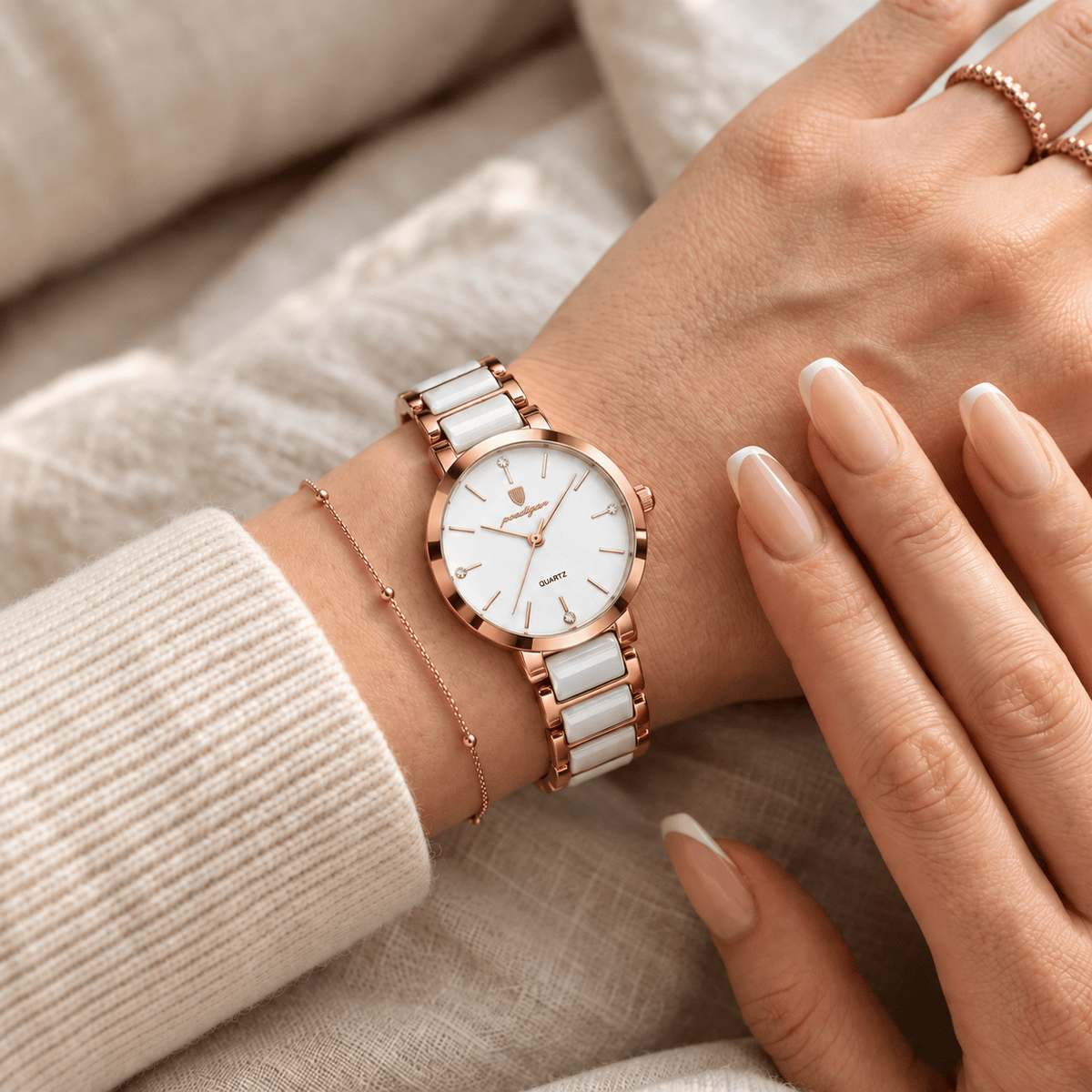 Elegant Women’s Watch with a Minimalist Design and Stainless Steel & Premium Ceramic Band – Estelle Elan Elegant Women’s Watch with a Minimalist Design and Stainless Steel & Premium Ceramic Band – Estelle Elan
