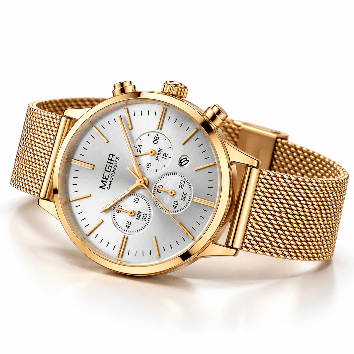 Elegant Women’s Watch with a Multifunctional Dial and Stainless Steel Bracelet – Elise Étoile Elegant Women’s Wristwatch with a Stainless Steel Bracelet – Elise Étoile