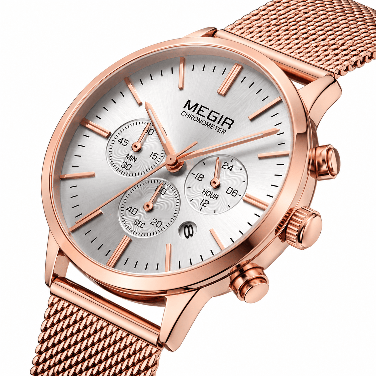 Elegant Women’s Watch with a Multifunctional Dial and Stainless Steel Bracelet – Elise Étoile Elegant Women’s Wristwatch with a Stainless Steel Bracelet – Elise Étoile